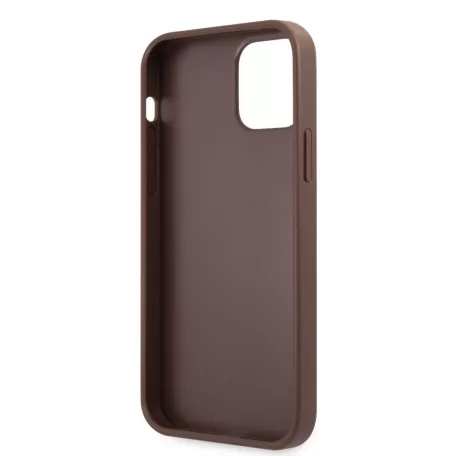 Guess Apple iPhone 12 Pro Max 2020 (6.7) PU 4G Metal Logo Case hátlapvédő tok barna (GUHCP12L4GMGBR)