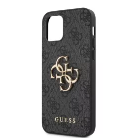   Guess Apple iPhone 12 / 12 Pro 2020 (6.1) PU 4G Metal Logo Case hátlapvédő tok fekete (GUHCP12M4GMGGR)