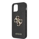 Guess Apple iPhone 12 / 12 Pro 2020 (6.1) PU Saffiano Big 4G Metal Logo Case hátlapvédő tok fekete (GUHCP12MSA4GGBK)