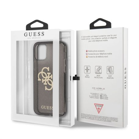 Guess Apple iPhone 12 Pro Max 2020 (6.7) TPU Big 4G Full Glitter Case hátlapvédő tok fekete (GUHCP12LPCUGL4GBK)