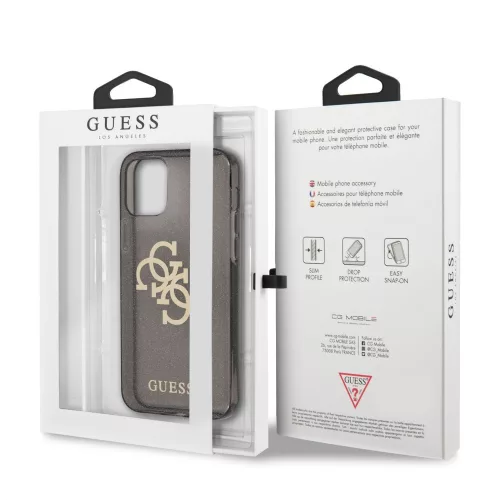 Guess Apple iPhone 12 Pro Max 2020 (6.7) TPU Big 4G Full Glitter Case hátlapvédő tok fekete (GUHCP12LPCUGL4GBK)