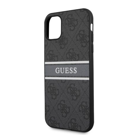 Guess Apple iPhone 11 (6.1) 2019 PU 4G Printed Stripe Case hátlapvédő tok fekete (GUHCN614GDGR)