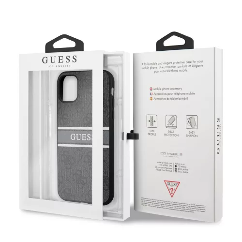 Guess Apple iPhone 11 (6.1) 2019 PU 4G Printed Stripe Case hátlapvédő tok fekete (GUHCN614GDGR)