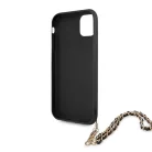 Guess Apple iPhone 11 (6.1) 2019 PU Saffiano Gold Chain Case hátlapvédő tok fekete (GUHCN61SASGBK)