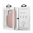 Guess Apple iPhone 11 (6.1) 2019 PU Saffiano Gold Chain Case hátlapvédő tok pink (GUHCN61SASGPI)