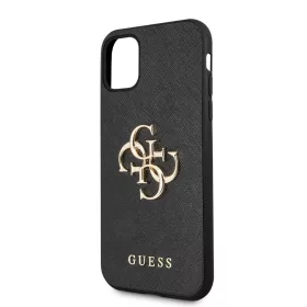   Guess Apple iPhone 11 (6.1) 2019 PU Saffiano Big 4G Metal Logo Case hátlapvédő tok fekete (GUHCN61SA4GGBK)