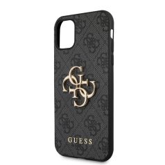   Guess Apple iPhone 11 (6.1) 2019 PU 4G Metal Logo Case hátlapvédő tok fekete (GUHCN614GMGGR)