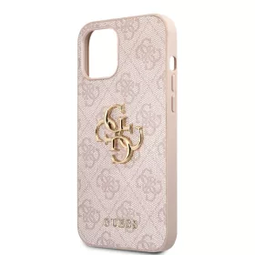   Guess Apple iPhone 12 Pro Max 2020 (6.7) PU 4G Metal Logo hátlapvédő tok pink (GUHCP12L4GMGPI)