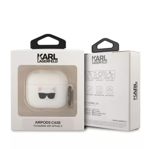 Karl Lagerfeld Choupette Head Apple Airpods 3 szilikon tok fehér (KLACA3SILCHWH)