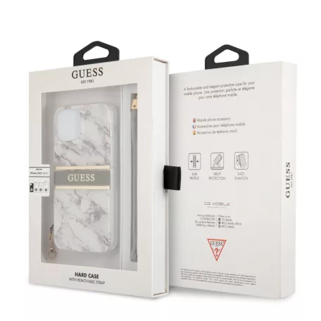 Guess Apple iPhone 13 Mini (5.4) TPU Marble Stripe hátlapvédő tok szürke (GUHCP13SKMABGR)