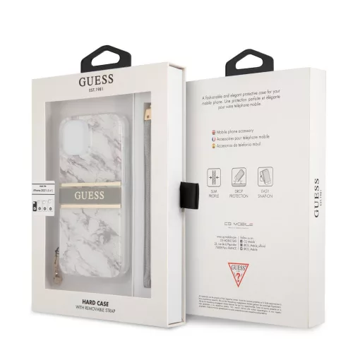 Guess Apple iPhone 13 Mini (5.4) TPU Marble Stripe hátlapvédő tok szürke (GUHCP13SKMABGR)