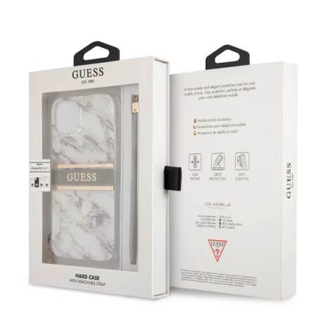 Guess Apple iPhone 13 (6.1) TPU Marble Stripe hátlapvédő tok szürke (GUHCP13MKMABGR)