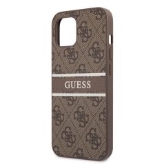   Guess Apple iPhone 13 Mini (5.4) PU 4G Printed Stripe hátlapvédő tok barna (GUHCP13S4GDBR)