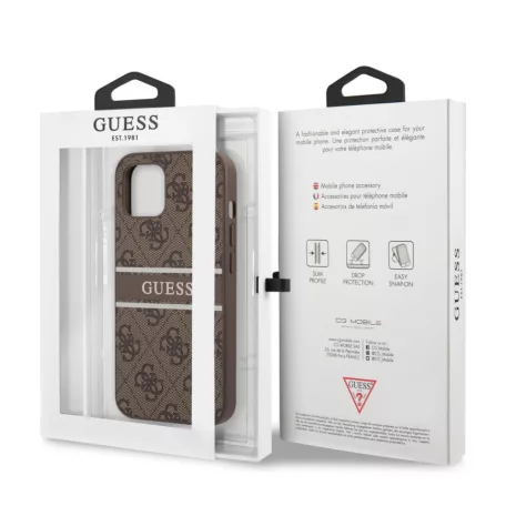 Guess Apple iPhone 13 Mini (5.4) PU 4G Printed Stripe hátlapvédő tok barna (GUHCP13S4GDBR)