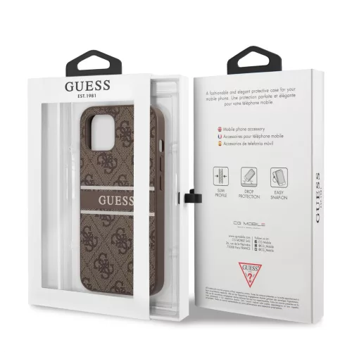 Guess Apple iPhone 13 Mini (5.4) PU 4G Printed Stripe hátlapvédő tok barna (GUHCP13S4GDBR)