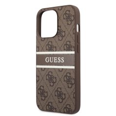   Guess Apple iPhone 13 Pro Max (6.7) PU 4G Printed Stripe hátlapvédő tok barna (GUHCP13X4GDBR)