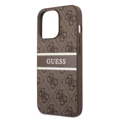   Guess Apple iPhone 13 Pro Max (6.7) PU 4G Printed Stripe hátlapvédő tok barna (GUHCP13X4GDBR)