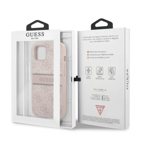 Guess Apple iPhone 13 Mini (5.4) PU 4G Printed Stripe hátlapvédő tok pink (GUHCP13S4GDPI)