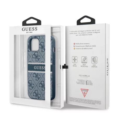 Guess Apple iPhone 13 Mini (5.4) PU 4G Printed Stripe hátlapvédő tok kék (GUHCP13S4GDBL)