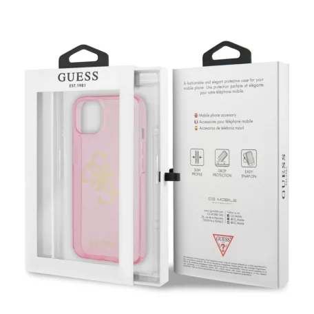 Guess Apple iPhone 13 (6.1) TPU Big 4G Full Glitter hátlapvédő tok pink (GUHCP13MPCUGL4GPI)