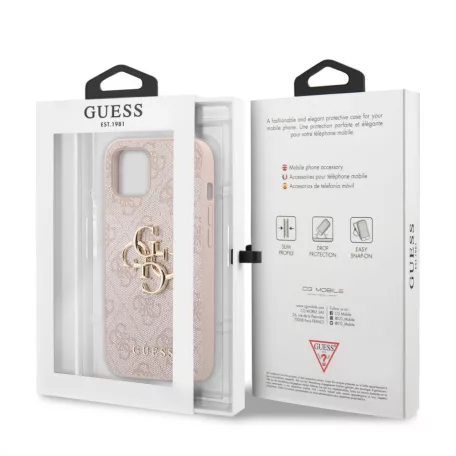 Guess Apple iPhone 13 (6.1) PU 4G Metal Logo hátlapvédő tok pink (GUHCP13M4GMGPI)