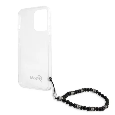 Guess Apple iPhone 13 Pro Max (6.7) PC Script and Black Pearls hátlapvédő tok átlátszó (GUHCP13XKPSBK)