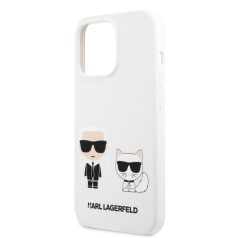   Karl Lagerfeld and Choupette Apple iPhone 13 Pro (6.1) hátlapvédő tok fehér (KLHCP13LSSKCW)
