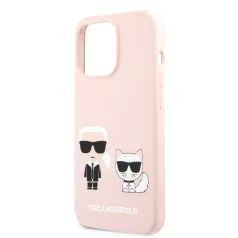   Karl Lagerfeld and Choupette Apple iPhone 13 Pro (6.1) hátlapvédő tok pink (KLHCP13LSSKCI)