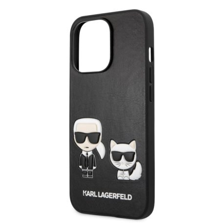 Karl Lagerfeld and Choupette Apple iPhone 13 Pro Max (6.7) PU Leather hátlapvédő tok fekete (KLHCP13XPCUSKCBK)