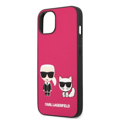 Karl Lagerfeld and Choupette Apple iPhone 13 (6.1) PU Leather hátlapvédő tok Fuchsia (KLHCP13MPCUSKCP)