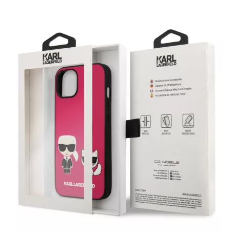 Karl Lagerfeld and Choupette Apple iPhone 13 (6.1) PU Leather hátlapvédő tok Fuchsia (KLHCP13MPCUSKCP)
