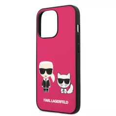   Karl Lagerfeld and Choupette Apple iPhone 13 Pro (6.1) PU Leather hátlapvédő tok Fuchsia (KLHCP13LPCUSKCP)