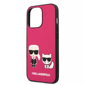  Karl Lagerfeld and Choupette Apple iPhone 13 Pro (6.1) PU Leather hátlapvédő tok Fuchsia (KLHCP13LPCUSKCP)