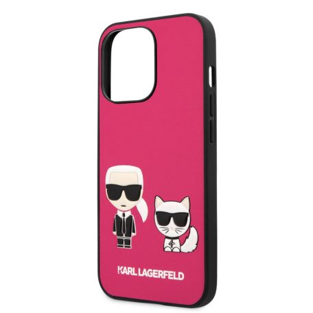Karl Lagerfeld and Choupette Apple iPhone 13 Pro (6.1) PU Leather hátlapvédő tok Fuchsia (KLHCP13LPCUSKCP)