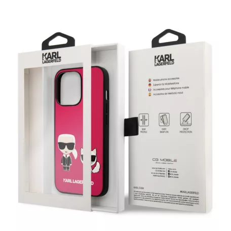 Karl Lagerfeld and Choupette Apple iPhone 13 Pro (6.1) PU Leather hátlapvédő tok Fuchsia (KLHCP13LPCUSKCP)