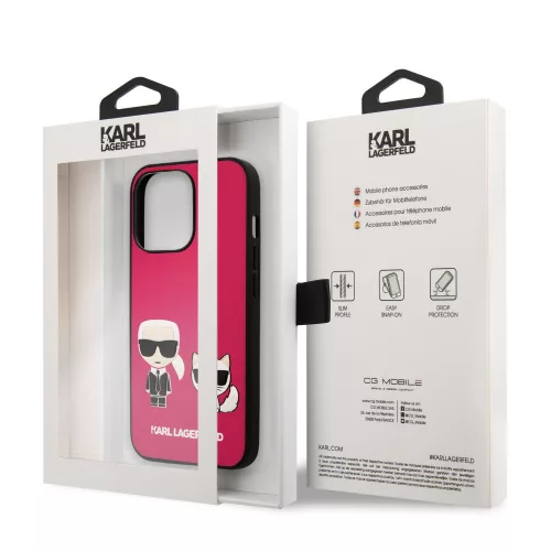 Karl Lagerfeld and Choupette Apple iPhone 13 Pro Max (6.7) PU Leather hátlapvédő tok Fuchsia (KLHCP13XPCUSKCP)
