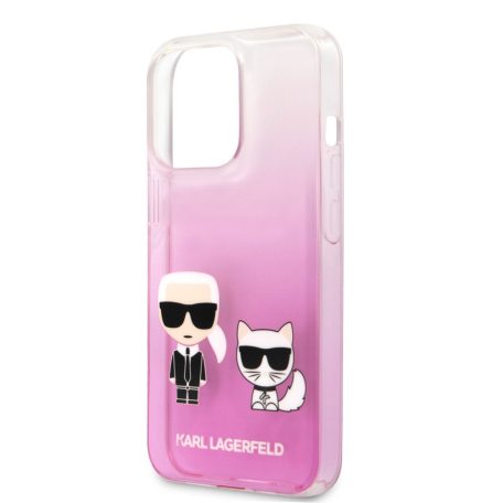 Karl Lagerfeld and Choupette Apple iPhone 13 Pro (6.1) PC/TPU Ikonik hátlapvédő tok pink (KLHCP13LCKTRP)