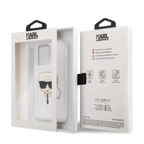 Karl Lagerfeld Apple iPhone 13 Pro (6.1) TPU Full Glitter hátlapvédő tok ezüst (KLHCP13LKHTUGLS)
