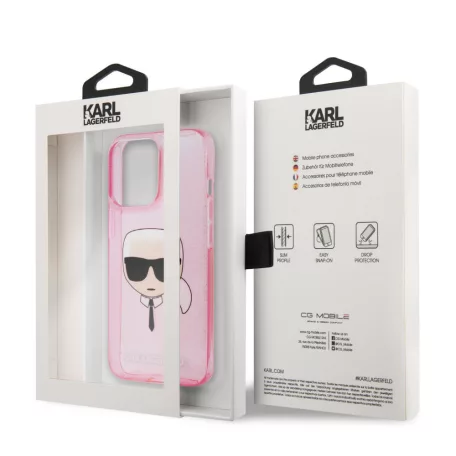Karl Lagerfeld Apple iPhone 13 Pro Max (6.7) TPU Full Glitter hátlapvédő tok pink (KLHCP13XKHTUGLP)