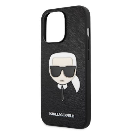 Karl Lagerfeld Apple iPhone 13 Mini (5.4) PU Saffiano hátlapvédő tok fekete (KLHCP13SSAKHBK)