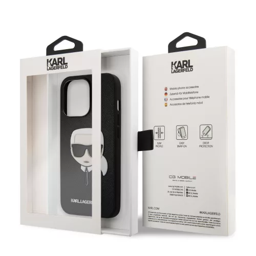 Karl Lagerfeld Apple iPhone 13 Pro (6.1) PU Saffiano hátlapvédő tok fekete (KLHCP13LSAKHBK)