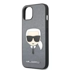   Karl Lagerfeld Apple iPhone 13 Mini (5.4) PU Saffiano hátlapvédő tok ezüst (KLHCP13SSAKHSL)