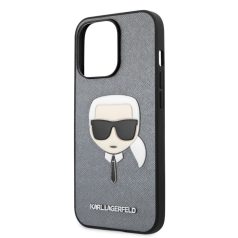   Karl Lagerfeld Apple iPhone 13 Pro (6.1) PU Saffiano hátlapvédő tok ezüst (KLHCP13LSAKHSL)