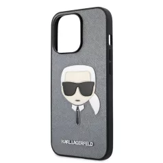   Karl Lagerfeld Apple iPhone 13 Pro (6.1) PU Saffiano hátlapvédő tok ezüst (KLHCP13LSAKHSL)