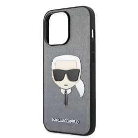   Karl Lagerfeld Apple iPhone 13 Pro (6.1) PU Saffiano hátlapvédő tok ezüst (KLHCP13LSAKHSL)