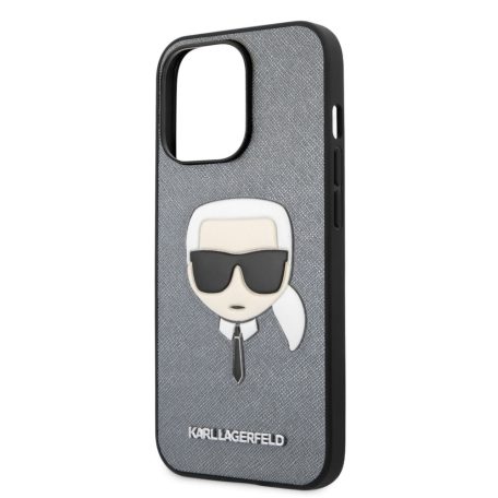 Karl Lagerfeld Apple iPhone 13 Pro (6.1) PU Saffiano hátlapvédő tok ezüst (KLHCP13LSAKHSL)