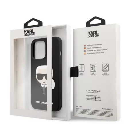 Karl Lagerfeld Apple iPhone 13 Mini (5.4) Liquid Silicone hátlapvédő tok fekete (KLHCP13SSLKHBK)