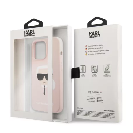 Karl Lagerfeld Apple iPhone 13 Pro (6.1) hátlapvédő tok light pink (KLHCP13LSLKHP)