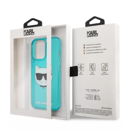 Karl Lagerfeld TPU Choupette Apple iPhone 13 Pro (6.1) hátlapvédő tok Fluo Blue (KLHCP13LCHTRB)