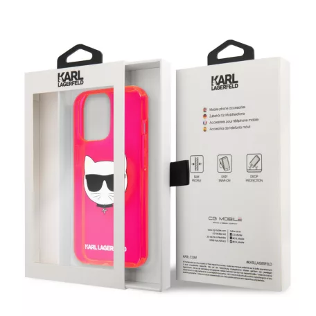 Karl Lagerfeld TPU Choupette Apple iPhone 13 Pro Max (6.7) hátlapvédő tok Fluo Pink (KLHCP13XCHTRP)